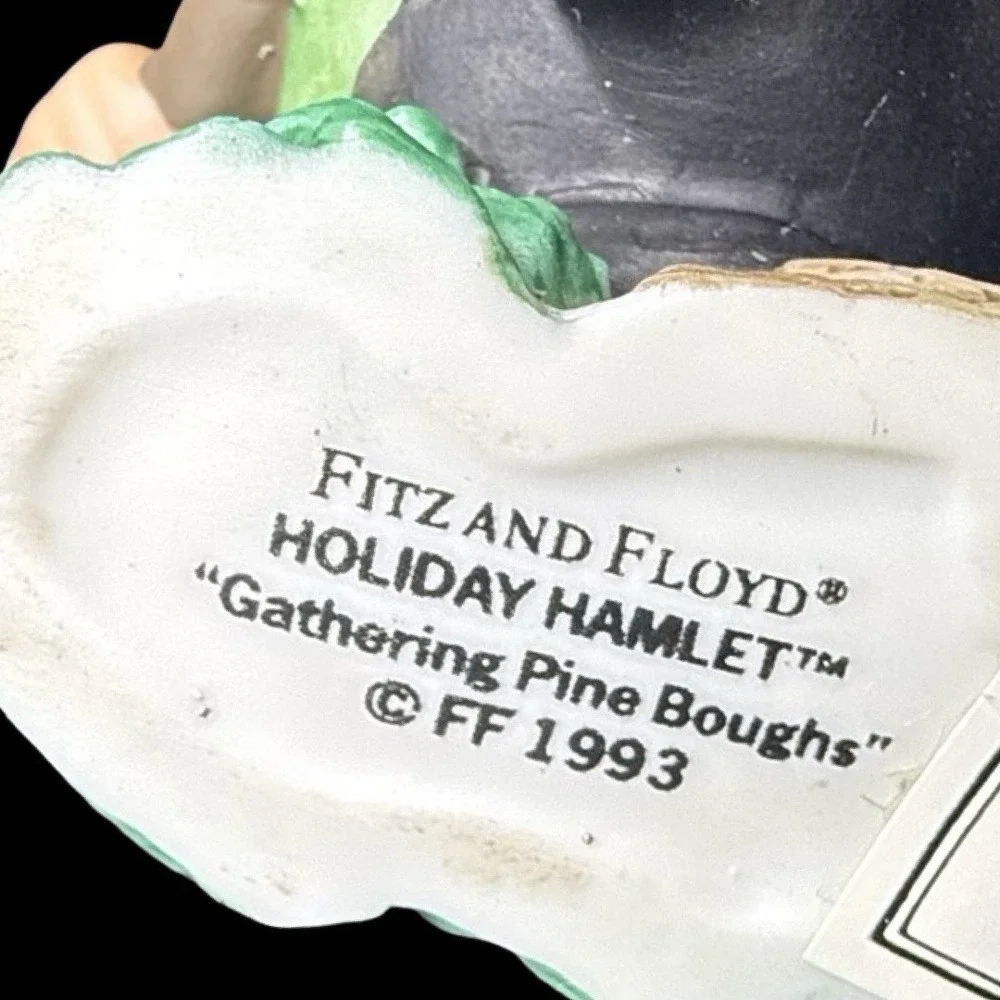 Fitz & Floyd Holiday Hamlet Enchanted Forest Gathering Pine Boughs 1993